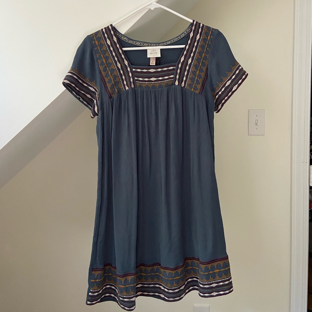 Bohemian blue dress with embroidery